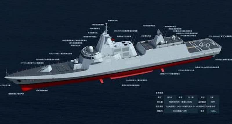 054B型护卫舰将具有增强的能力和武器库，并将嵌入新技术。 几位专家认为，它们将构成055型重型驱逐舰的轻型版本，请注意后桅杆上的低频雷达，这使得侦察隐形飞机更加容易。