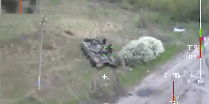 Ataque con drones tanque rusos
