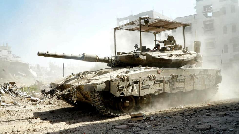 Merkava de Tsahal à Gaza en situation de guerre urbaine